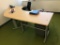 2-Piece Manual Standing Desk; Maple Top Silver Legs