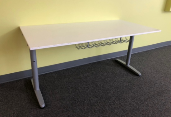 IKEA Desk White Top with Silver T- Legs; 63" L x 31.5" W x 28.5" H