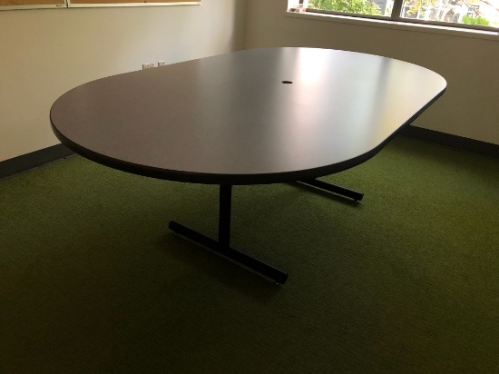 Racetrack Oval Conference Room Table; Grey Top w/Black Legs