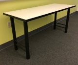 Friant Desk White Top/Black Edge w/4 Straight Black Legs; 60