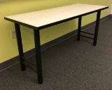 Friant Desk White Top/Black Edge w/4 Straight Black Legs; 60