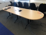 Racetrack Oval Conference Room Table; Maple Top w/Black Legs
