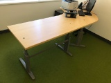2-Piece Manual Standing Desk; Maple Top Silver Legs
