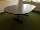 Racetrack Oval Conference Room Table; Grey Top w/Black Legs