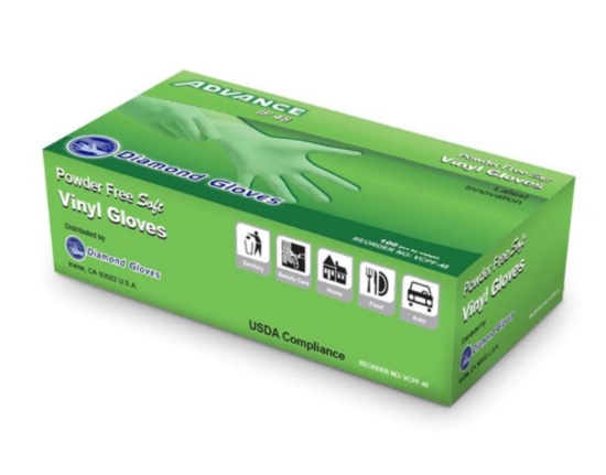 E6- (590 qty) Cartons of Vinyl Gloves