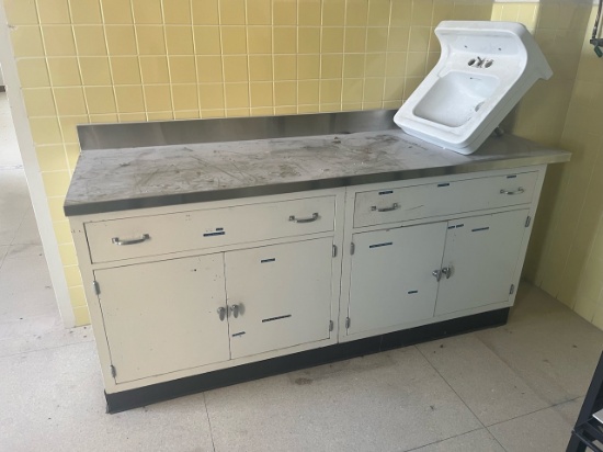 Loc: 12.9.  Metal Cabinet w/SS Countertop (76"X26"X34") to Include Sink