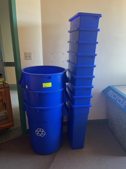 Loc: 12.8.  Lot of (12) Asst'd Trash Cans