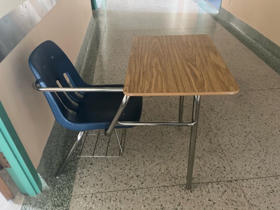 Loc: 12.8.  Lot of 30 School Desk Chairs; Partitions Included