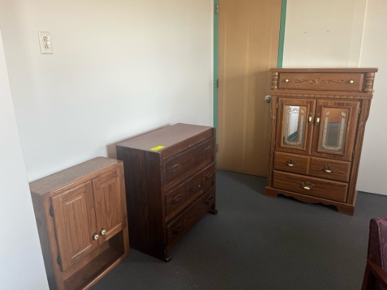 Loc: 12.8.  Lot of 3 Asst'd Antique Cabinets