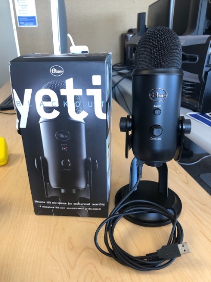 Loc: 12.6.  Blue Yeti Blackout Podcast USB Microphone New Open Box; PN: 888-000137; SN: 2120BAB019B8
