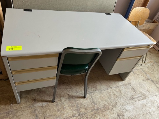 Loc: 12.5. Contents of Room to Include Desk, (3) Chairs, Asst'd Wood Shelving