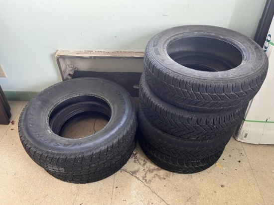 Loc: 12.5. Lot of (6) Asst'd 15" Tires; (2) Are Studded