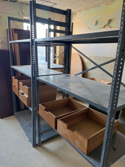 Loc: 12.5. Lot of (3) Metal Shelves (48"X24"X85") w/Wood Boxes