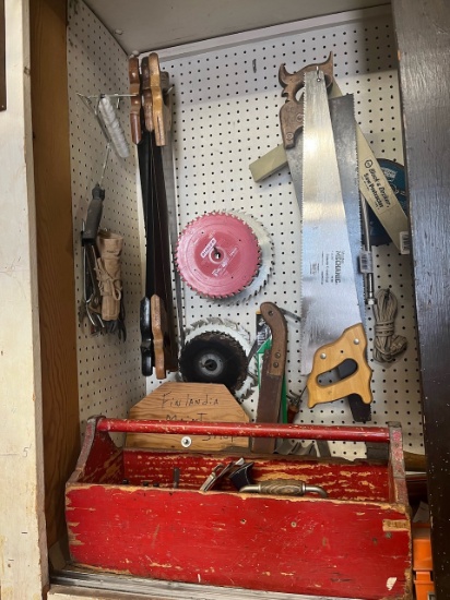 Loc: 3 Maint.  Cabinet Contents of assorted woodworking hand tools to include but not limited to; ha