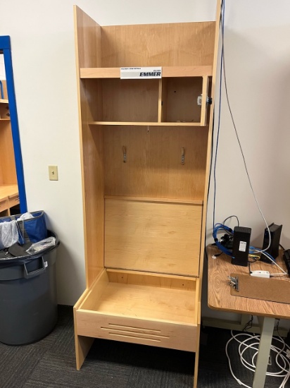 Loc: FH. Lot of (1) Wood Athletic Team Lockers 30"x24"x84" w/ bottom & top storage
