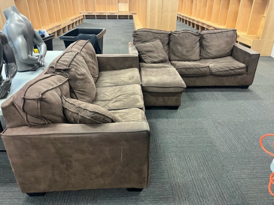 Loc: FH. Lot of (2) Brown Sofa/Couch w/ Ottoman