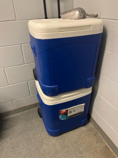 Loc: FH. Lot of (2) Igloo Ice Cube Cooler w/ Ice Scoop, 60 quart cap.