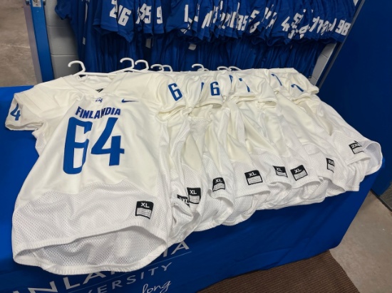 Loc: FH. Finlandia On-Field Football Jersey, by Nike Assorted Sizes. Numbers 64, 65, 66, 67, 72, 71,