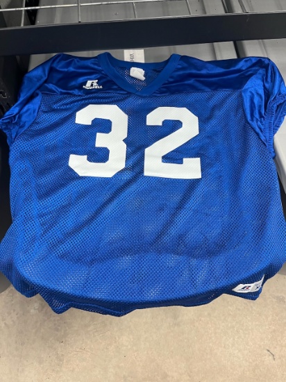 Loc: FH. Lot of (24) Blue Russell Athletic Porthole Football Jerseys (Assorted Sizes & Numbers)
