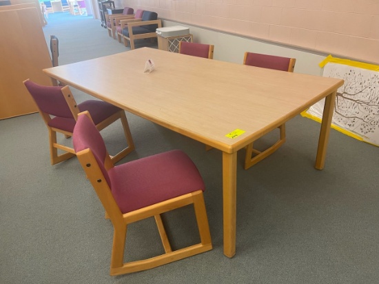 Loc: 5.  Table 90"x 48"x29" with (4) chairs . This lot is located at: 598 Finn St, Hancock, MI 49930