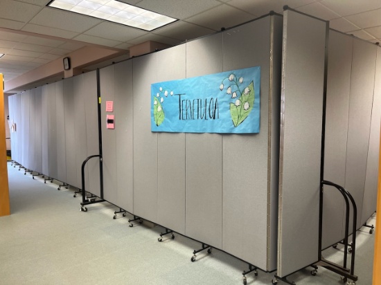 Loc: 5. Lot of (3) ScreenFlex Portable Partition 22"x90" Expandable panels on wheels. This lot is lo