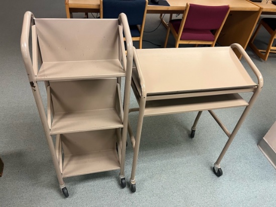 Loc: 5. Lot of 2 Assorted Book Carts. This lot is located at: 598 Finn St, Hancock, MI 49930