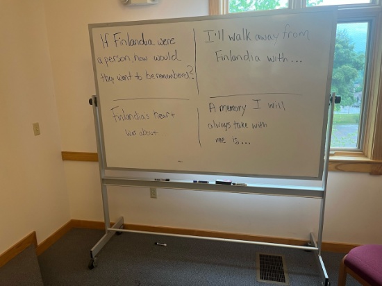 Loc: 6. Dry Erase Board on Rolling Stand 72"x48". This lot is located at: 532 Franklin St, Hancock,