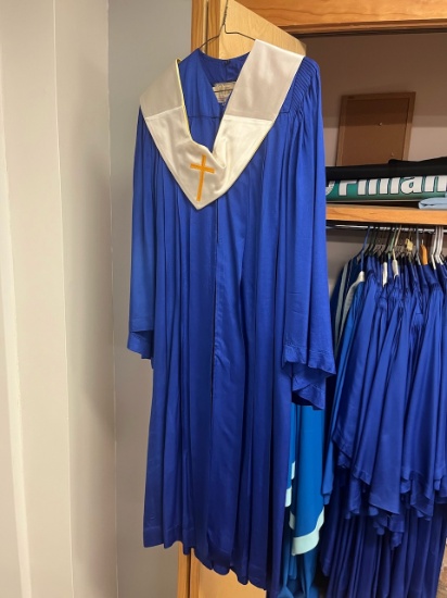 Loc: 6. Lot of (24) Blue Choir Robes. This lot is located at: 532 Franklin St, Hancock, MI 49930. PL