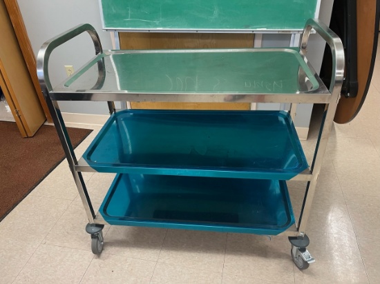 Loc: 6. Stainless Steel 3 Tier Cart 35"x20"x32". This lot is located at: 532 Franklin St, Hancock, M