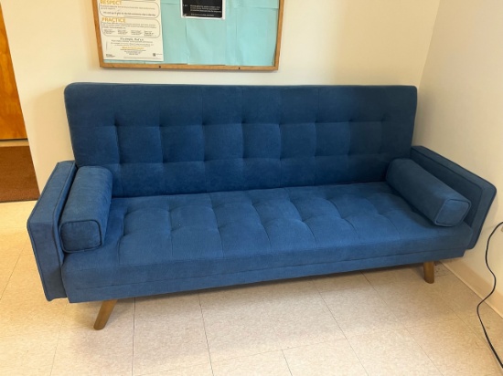 Loc: 6. Blue  Sofa. This lot is located at: 532 Franklin St, Hancock, MI 49930. PLEASE NOTE: Removal