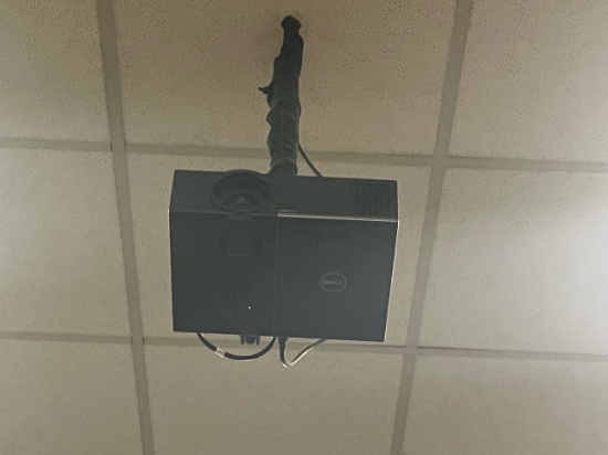 Loc: 3. Dell Projector model 1550 w/ 12' wide projector screen. This lot is located at: 601 Franklin