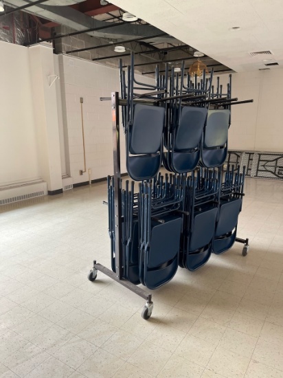 Loc: 4, central storageLot of (33) Folding Chairs w/ Cart. This lot is located at: 601 Franklin St,
