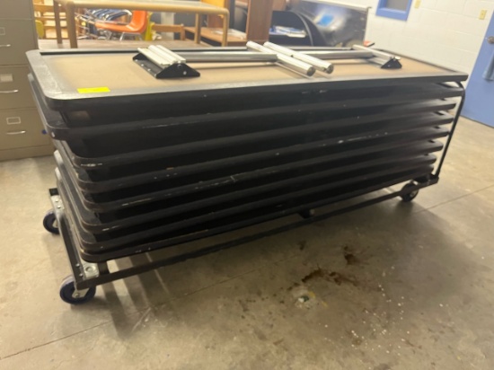 Loc: 4.14B. Lot of (8) Folding Tables (30"X96"X26") w/ Cart. This lot is located at: 601 Franklin St