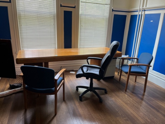 Loc: 8. Lot of Office furniture to include desk, (3) chairs and hutch. This lot is located at: 612 Q