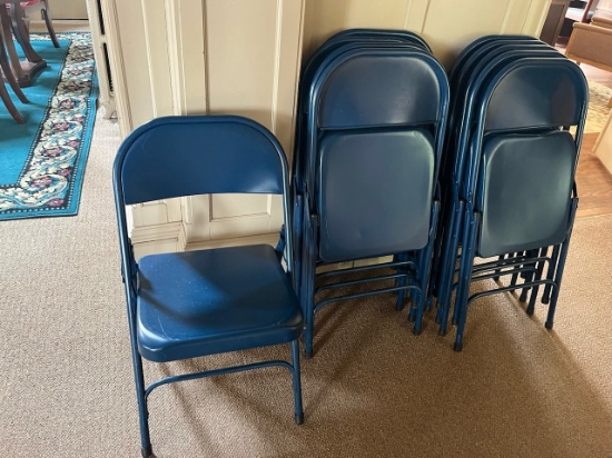 Loc: 8. lot of (10) Blue Metal Folding Chairs. This lot is located at: 612 Quincy St, Hancock, MI 49