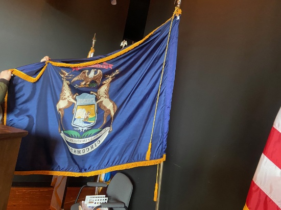 Loc: 11, Stage. Michigan Flag on 9ft Flagpole. This lot is located at: 417 Quincy St, Hancock, MI 49