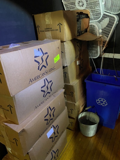 Loc: 11, Stage. American Seating 5002R - Auditorium Seat leg/Armrest - Heavy Cast Iron. This lot is