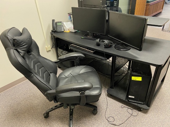 Loc: 11, eSports. 2 Gaming PC Platforms, Dual Monitor Setup Plus Desk and Chair. This lot is located