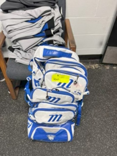 Loc: 2. Marucci Dynamo Batpack - White/Royal Blue 19" x 12.5" x 7". This lot is located at: 535 Summ