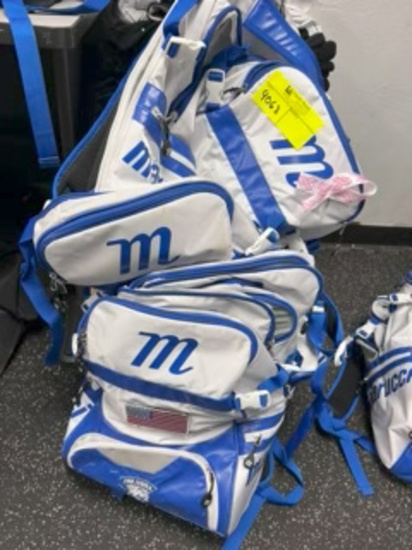 Loc: 2. Marucci Dynamo Batpack - White/Royal Blue 19" x 12.5" x 7". This lot is located at: 535 Summ