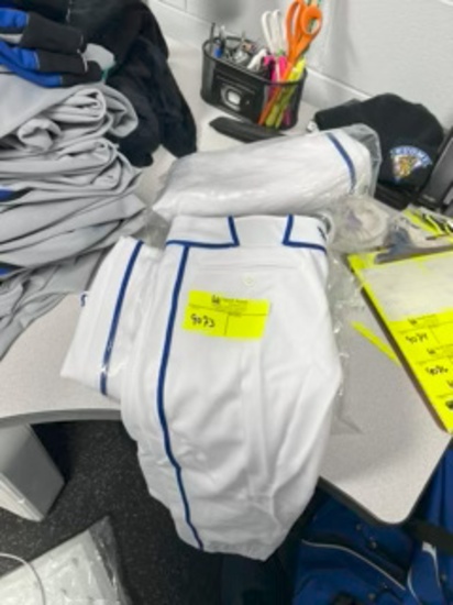 Loc: 2. Maxim Athletic Softball/Baseball Pants - Various Sizes White with blue pinstripe. This lot i