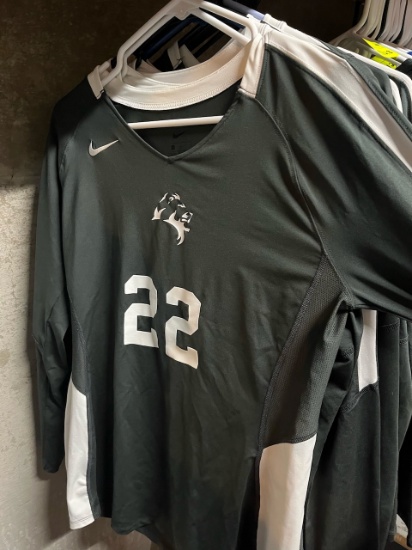 Loc: 2, 105. 13 Black and white long sleeve Finlandia University Volleyball jerseys. This lot is loc