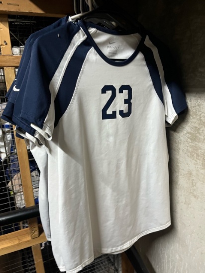 Loc: 2, 105. 14 White and Blue short sleeve Finlandia University Volleyball jerseys. This lot is loc