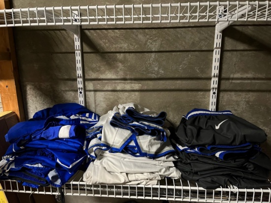 Loc: 2, 105. Lot of assorted women's basketball shorts, 30+, various sizes and styles. This lot is l