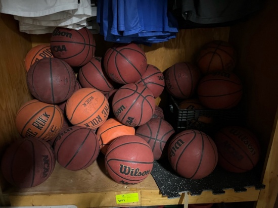 Loc: 2, 105. 20 + Basketballs, various brands, collegiate size NCAA. This lot is located at: 535 Sum