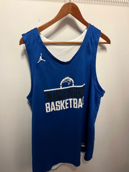 Loc: 2, 105. 6 Jordan Brand White and Blue Finlandia University Men's basketball jerseys. This lot i