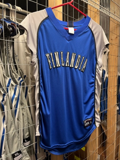 Loc: 2, 105. 11 UE Sports Blue and Gray Finlandia University Softball jerseys numbers 31, 33, 35, 34