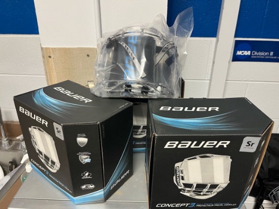 Loc: 2, Court. New in box Bauer Concept 3 SR size full facial protector. This lot is located at: 535