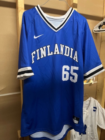 Loc: 2, Court. Lot of 20+ Blue Finlandia University Baseball Jerseys. This lot is located at: 535 Su