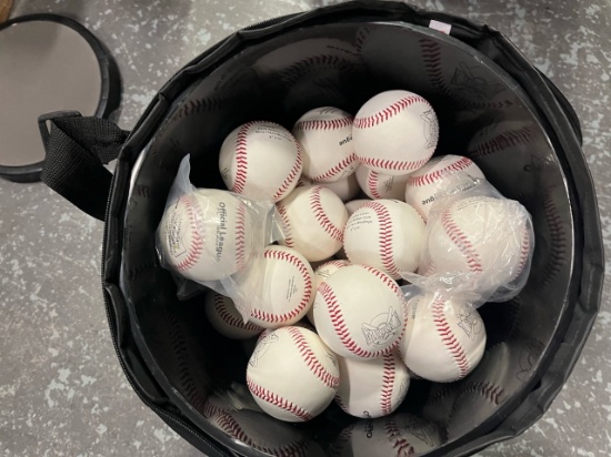 Loc: 2, Court. Easton baseball bucket bag with baseballs. This lot is located at: 535 Summit St Hanc